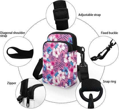Ditsy Flower Small Crossbody Bag for Women Sea Turtle Cell Phone Purse Travel Shoulder Wallet with Adjustable Strap