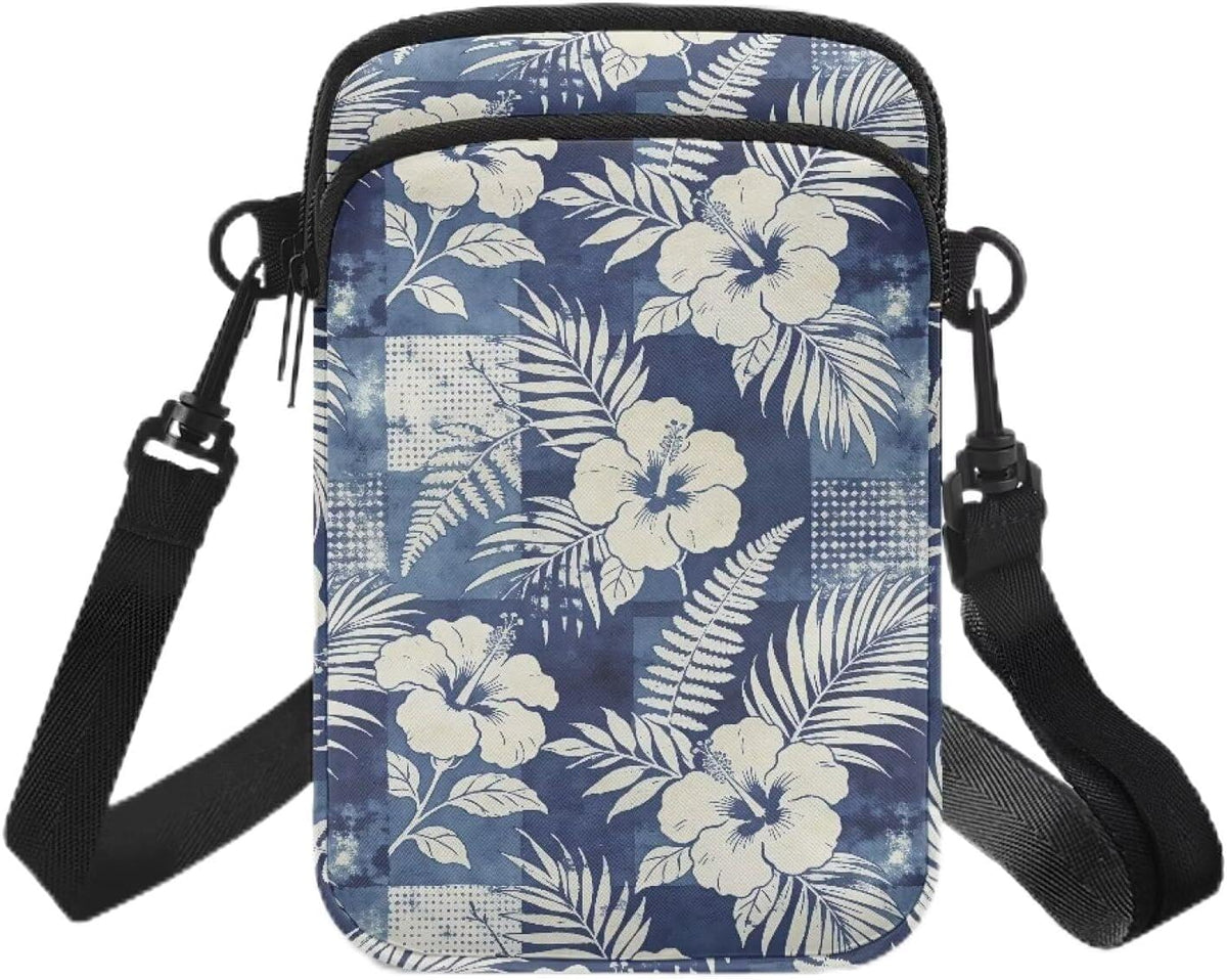Ditsy Flower Small Crossbody Bag for Women Sea Turtle Cell Phone Purse Travel Shoulder Wallet with Adjustable Strap