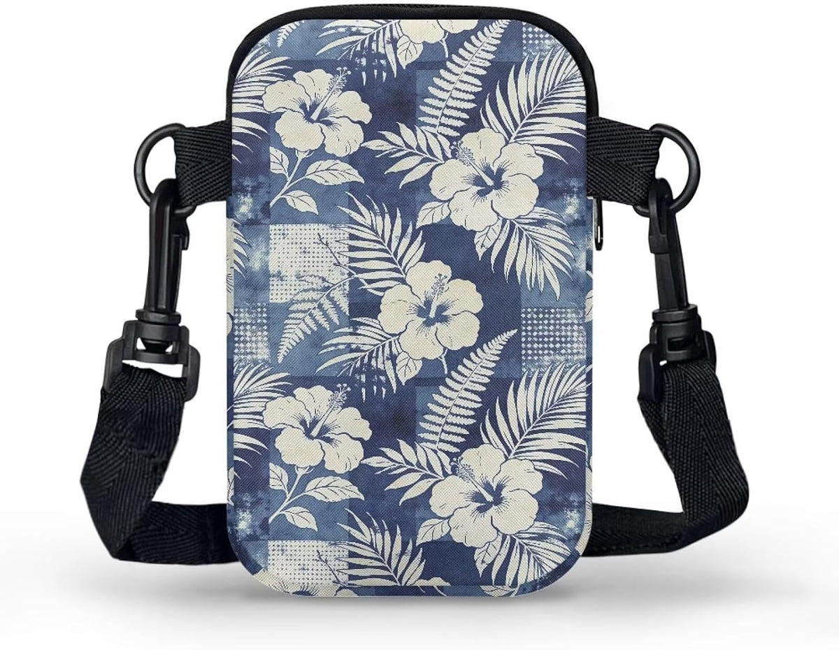Ditsy Flower Small Crossbody Bag for Women Sea Turtle Cell Phone Purse Travel Shoulder Wallet with Adjustable Strap