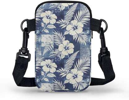 Ditsy Flower Small Crossbody Bag for Women Sea Turtle Cell Phone Purse Travel Shoulder Wallet with Adjustable Strap