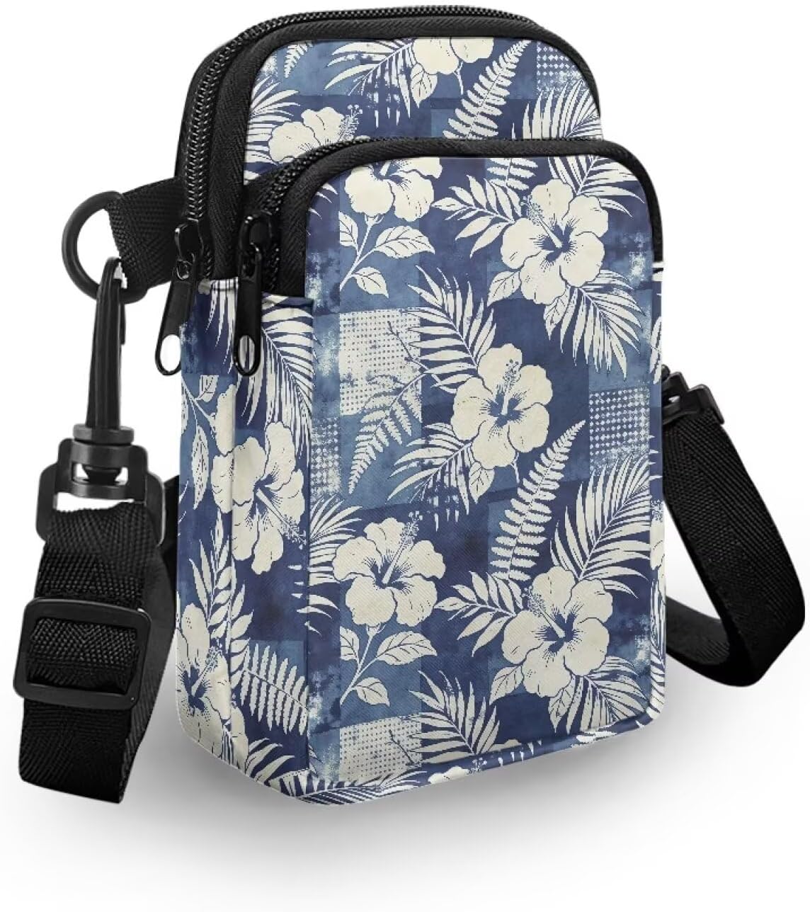 Ditsy Flower Small Crossbody Bag for Women Sea Turtle Cell Phone Purse Travel Shoulder Wallet with Adjustable Strap