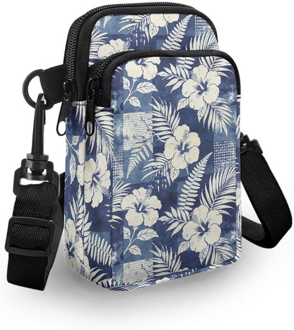 Ditsy Flower Small Crossbody Bag for Women Sea Turtle Cell Phone Purse Travel Shoulder Wallet with Adjustable Strap