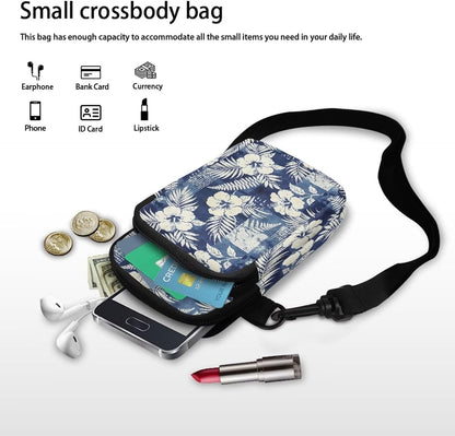 Ditsy Flower Small Crossbody Bag for Women Sea Turtle Cell Phone Purse Travel Shoulder Wallet with Adjustable Strap