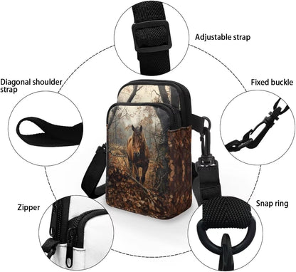 Ditsy Flower Small Crossbody Bag for Women Sea Turtle Cell Phone Purse Travel Shoulder Wallet with Adjustable Strap