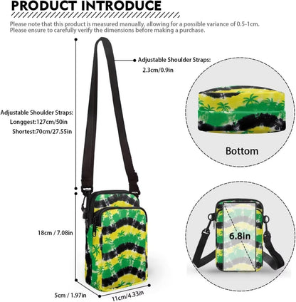 Ditsy Flower Small Crossbody Bag for Women Sea Turtle Cell Phone Purse Travel Shoulder Wallet with Adjustable Strap