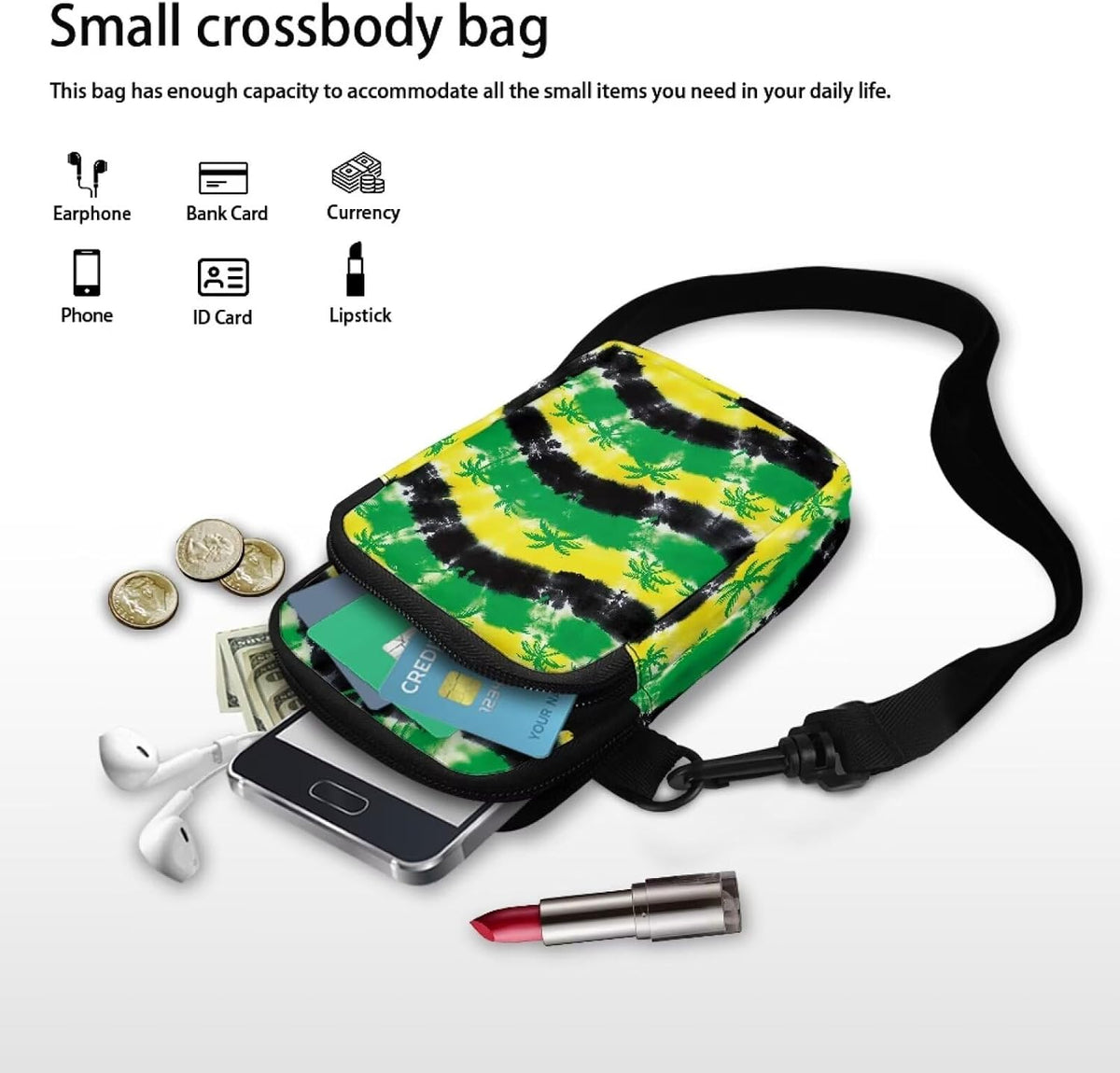 Ditsy Flower Small Crossbody Bag for Women Sea Turtle Cell Phone Purse Travel Shoulder Wallet with Adjustable Strap