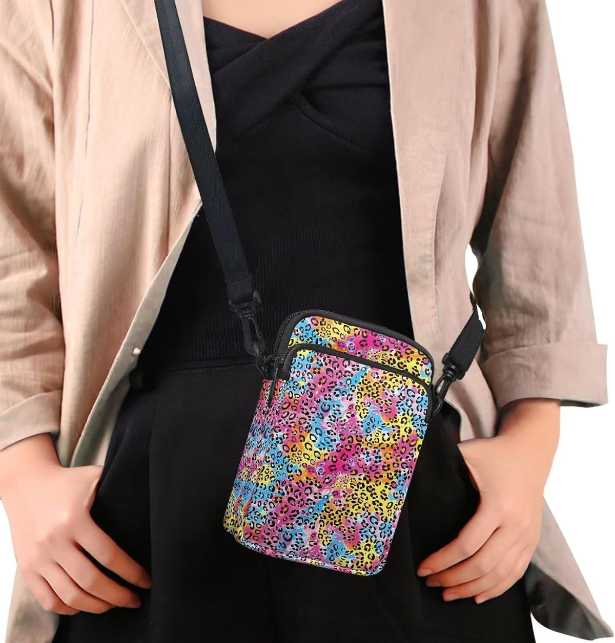 Ditsy Flower Small Crossbody Bag for Women Sea Turtle Cell Phone Purse Travel Shoulder Wallet with Adjustable Strap