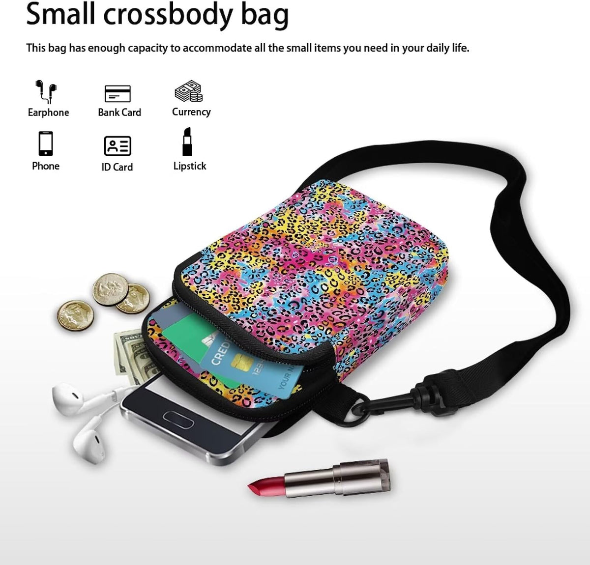 Ditsy Flower Small Crossbody Bag for Women Sea Turtle Cell Phone Purse Travel Shoulder Wallet with Adjustable Strap
