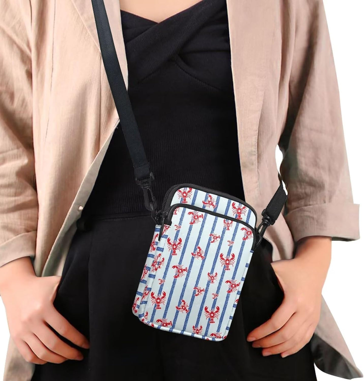 Ditsy Flower Small Crossbody Bag for Women Sea Turtle Cell Phone Purse Travel Shoulder Wallet with Adjustable Strap