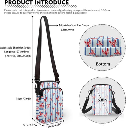 Ditsy Flower Small Crossbody Bag for Women Sea Turtle Cell Phone Purse Travel Shoulder Wallet with Adjustable Strap