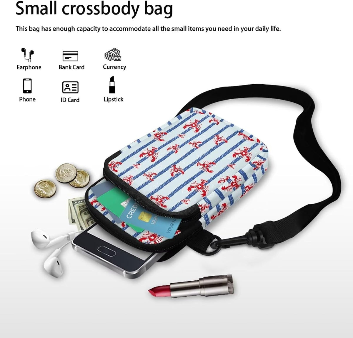 Ditsy Flower Small Crossbody Bag for Women Sea Turtle Cell Phone Purse Travel Shoulder Wallet with Adjustable Strap