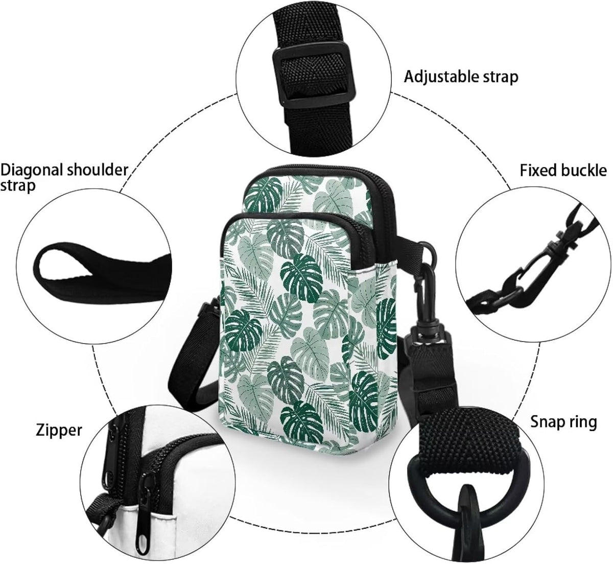 Ditsy Flower Small Crossbody Bag for Women Sea Turtle Cell Phone Purse Travel Shoulder Wallet with Adjustable Strap