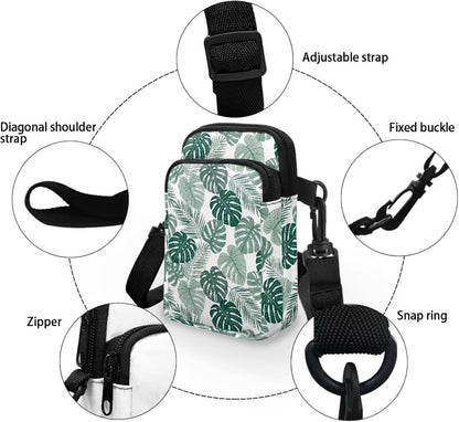 Ditsy Flower Small Crossbody Bag for Women Sea Turtle Cell Phone Purse Travel Shoulder Wallet with Adjustable Strap