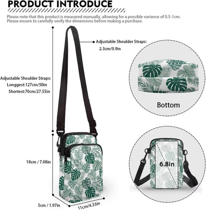 Ditsy Flower Small Crossbody Bag for Women Sea Turtle Cell Phone Purse Travel Shoulder Wallet with Adjustable Strap