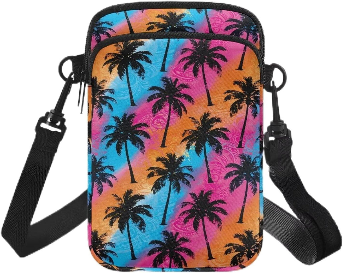 Ditsy Flower Small Crossbody Bag for Women Sea Turtle Cell Phone Purse Travel Shoulder Wallet with Adjustable Strap