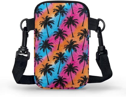 Ditsy Flower Small Crossbody Bag for Women Sea Turtle Cell Phone Purse Travel Shoulder Wallet with Adjustable Strap