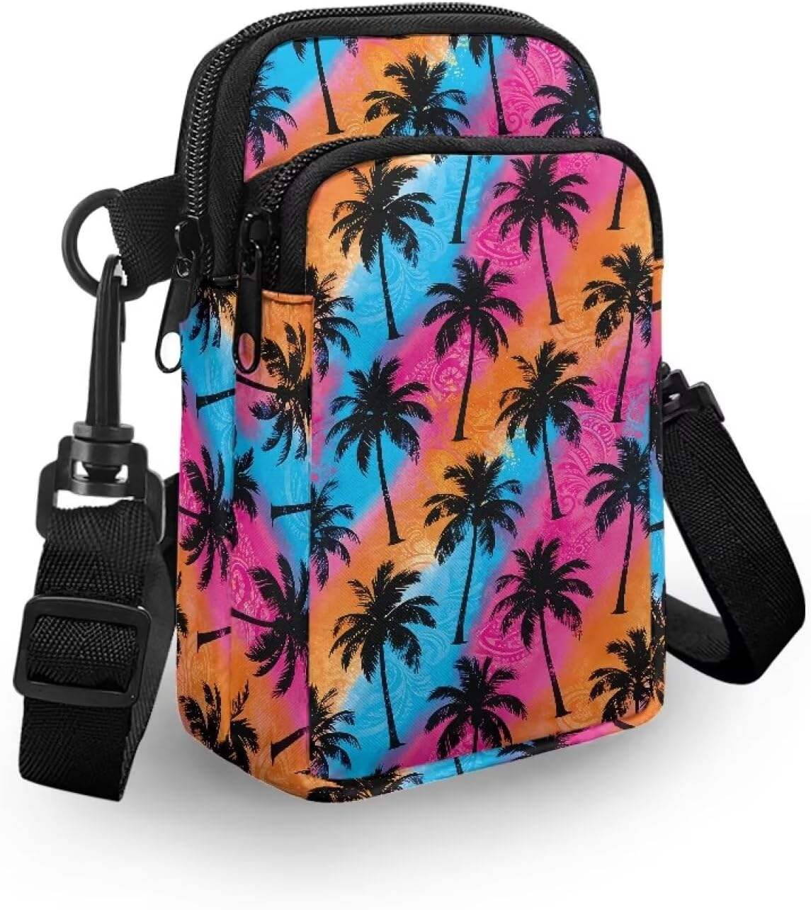 Ditsy Flower Small Crossbody Bag for Women Sea Turtle Cell Phone Purse Travel Shoulder Wallet with Adjustable Strap