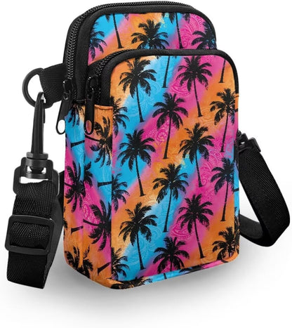 Ditsy Flower Small Crossbody Bag for Women Sea Turtle Cell Phone Purse Travel Shoulder Wallet with Adjustable Strap