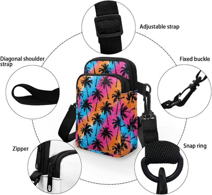 Ditsy Flower Small Crossbody Bag for Women Sea Turtle Cell Phone Purse Travel Shoulder Wallet with Adjustable Strap