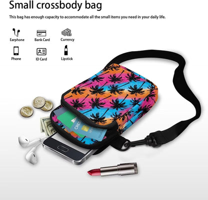 Ditsy Flower Small Crossbody Bag for Women Sea Turtle Cell Phone Purse Travel Shoulder Wallet with Adjustable Strap