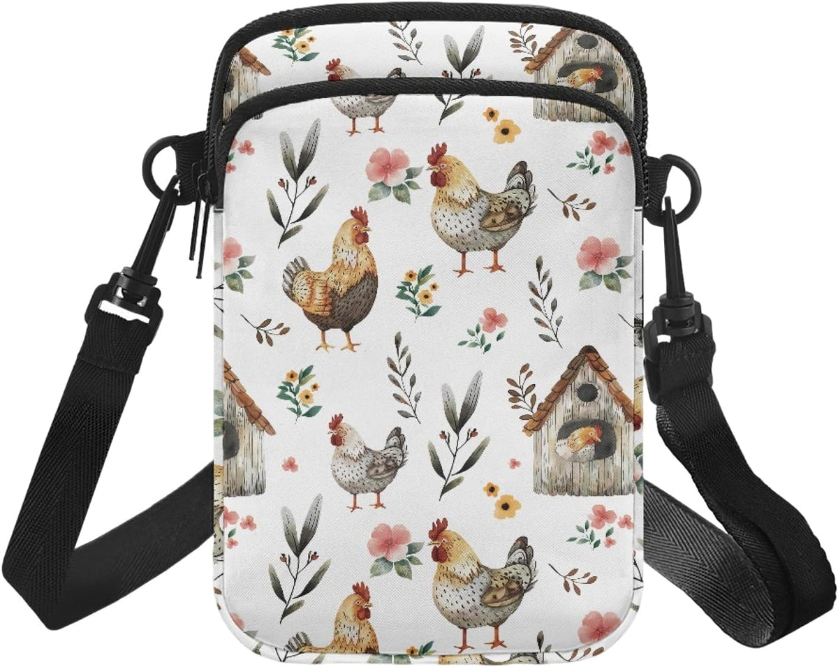 Ditsy Flower Small Crossbody Bag for Women Sea Turtle Cell Phone Purse Travel Shoulder Wallet with Adjustable Strap