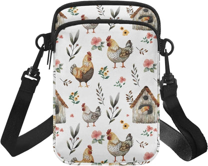 Ditsy Flower Small Crossbody Bag for Women Sea Turtle Cell Phone Purse Travel Shoulder Wallet with Adjustable Strap