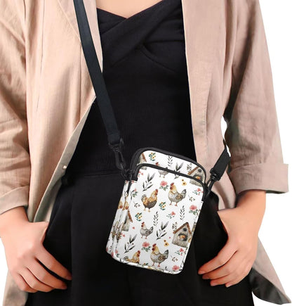 Ditsy Flower Small Crossbody Bag for Women Sea Turtle Cell Phone Purse Travel Shoulder Wallet with Adjustable Strap