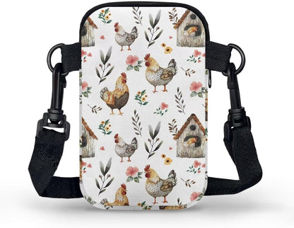 Ditsy Flower Small Crossbody Bag for Women Sea Turtle Cell Phone Purse Travel Shoulder Wallet with Adjustable Strap