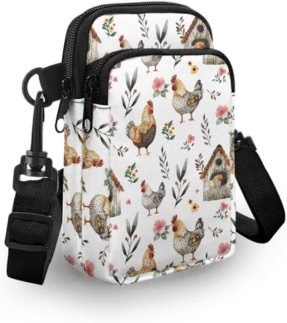 Ditsy Flower Small Crossbody Bag for Women Sea Turtle Cell Phone Purse Travel Shoulder Wallet with Adjustable Strap