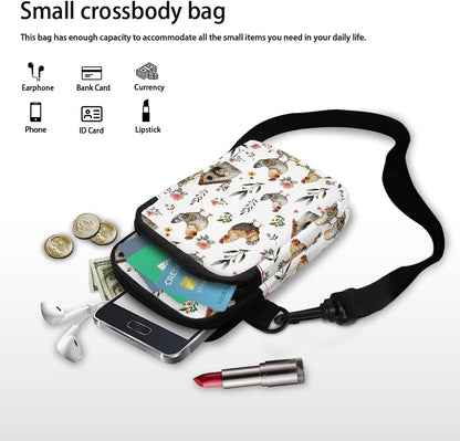 Ditsy Flower Small Crossbody Bag for Women Sea Turtle Cell Phone Purse Travel Shoulder Wallet with Adjustable Strap