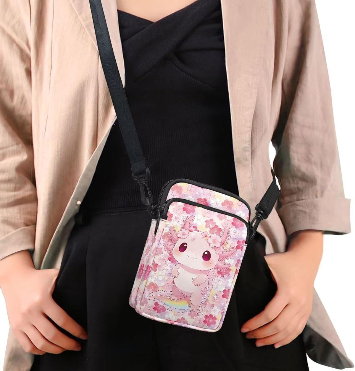 Ditsy Flower Small Crossbody Bag for Women Sea Turtle Cell Phone Purse Travel Shoulder Wallet with Adjustable Strap