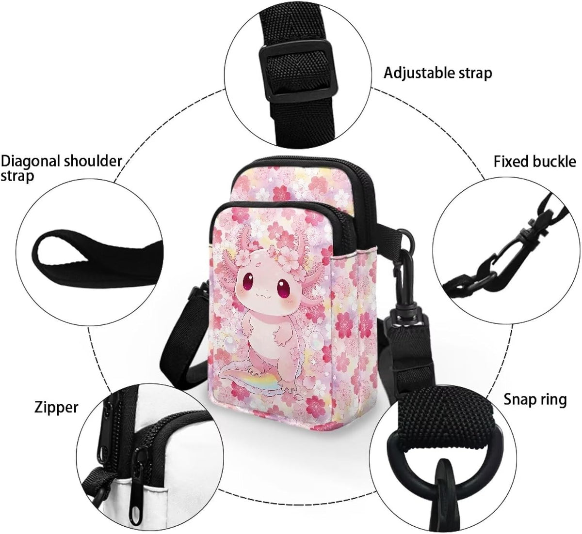 Ditsy Flower Small Crossbody Bag for Women Sea Turtle Cell Phone Purse Travel Shoulder Wallet with Adjustable Strap