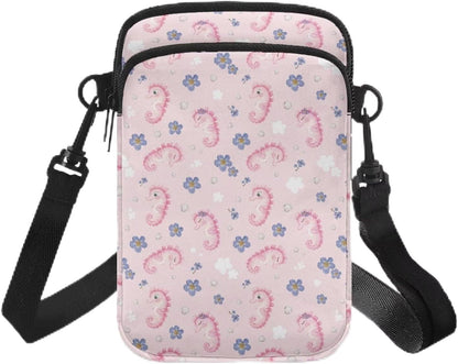 Ditsy Flower Small Crossbody Bag for Women Sea Turtle Cell Phone Purse Travel Shoulder Wallet with Adjustable Strap