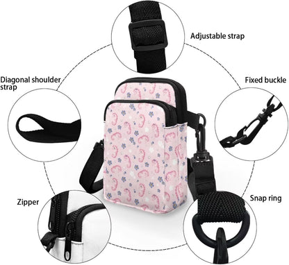 Ditsy Flower Small Crossbody Bag for Women Sea Turtle Cell Phone Purse Travel Shoulder Wallet with Adjustable Strap