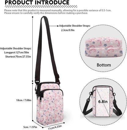 Ditsy Flower Small Crossbody Bag for Women Sea Turtle Cell Phone Purse Travel Shoulder Wallet with Adjustable Strap