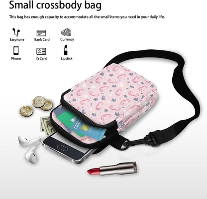 Ditsy Flower Small Crossbody Bag for Women Sea Turtle Cell Phone Purse Travel Shoulder Wallet with Adjustable Strap