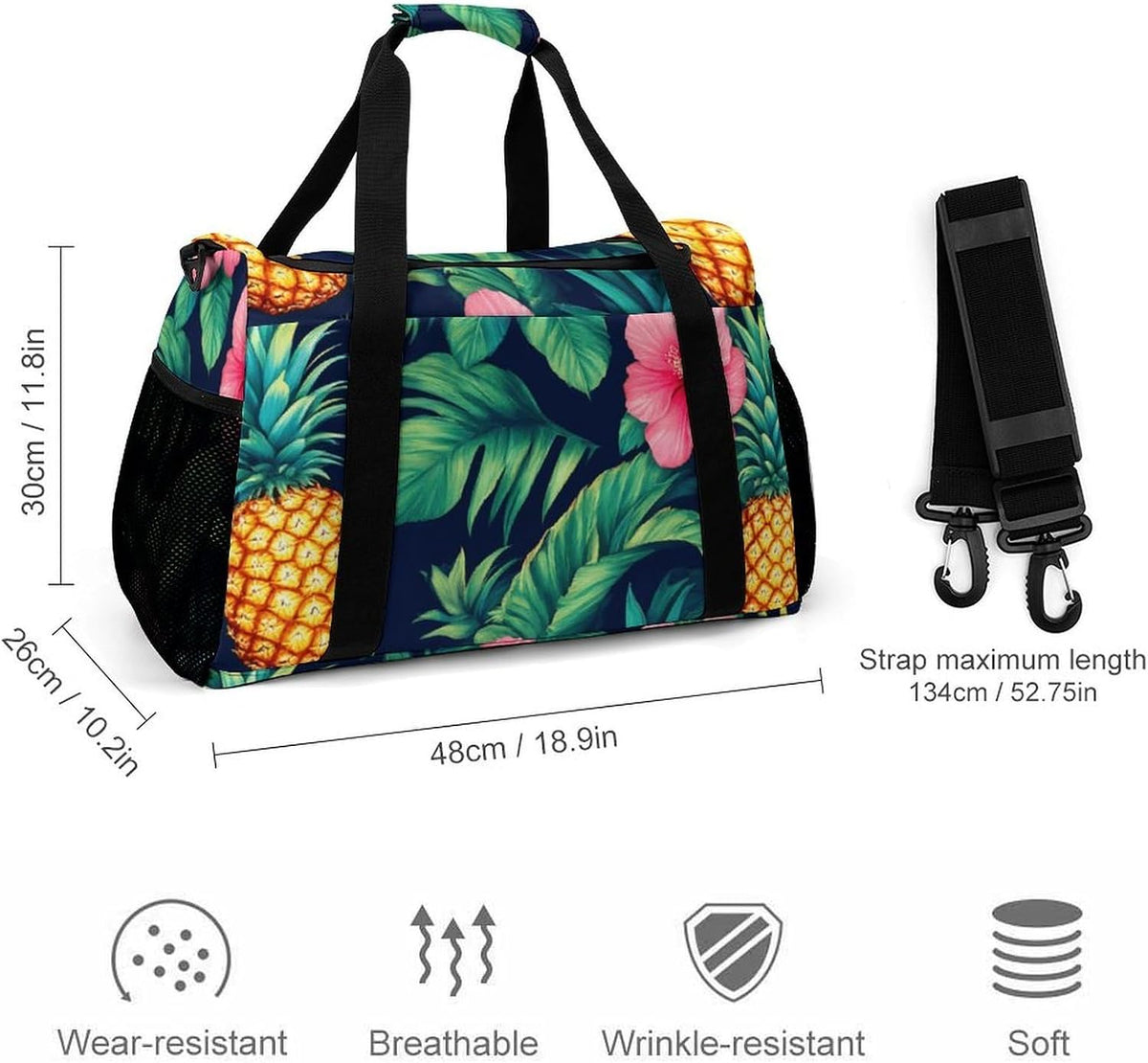 Foldable Lightweight Travel Duffel Bag Carry On Weekender Overnight Tote Bag for Men Women Yoga