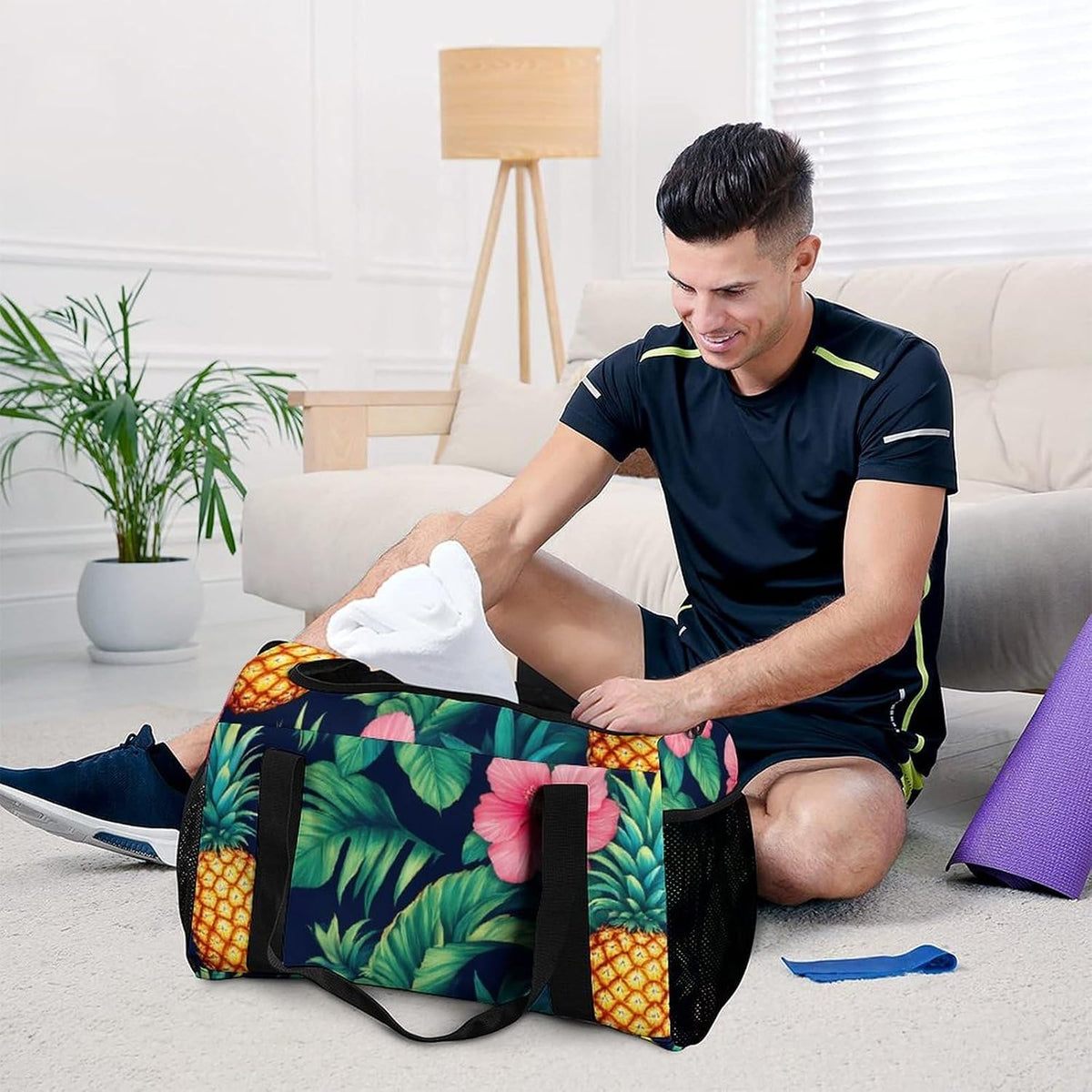 Foldable Lightweight Travel Duffel Bag Carry On Weekender Overnight Tote Bag for Men Women Yoga