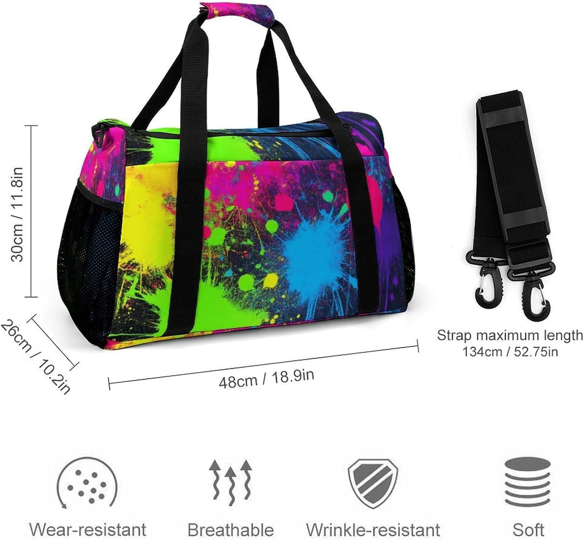 Foldable Lightweight Travel Duffel Bag Carry On Weekender Overnight Tote Bag for Men Women Yoga