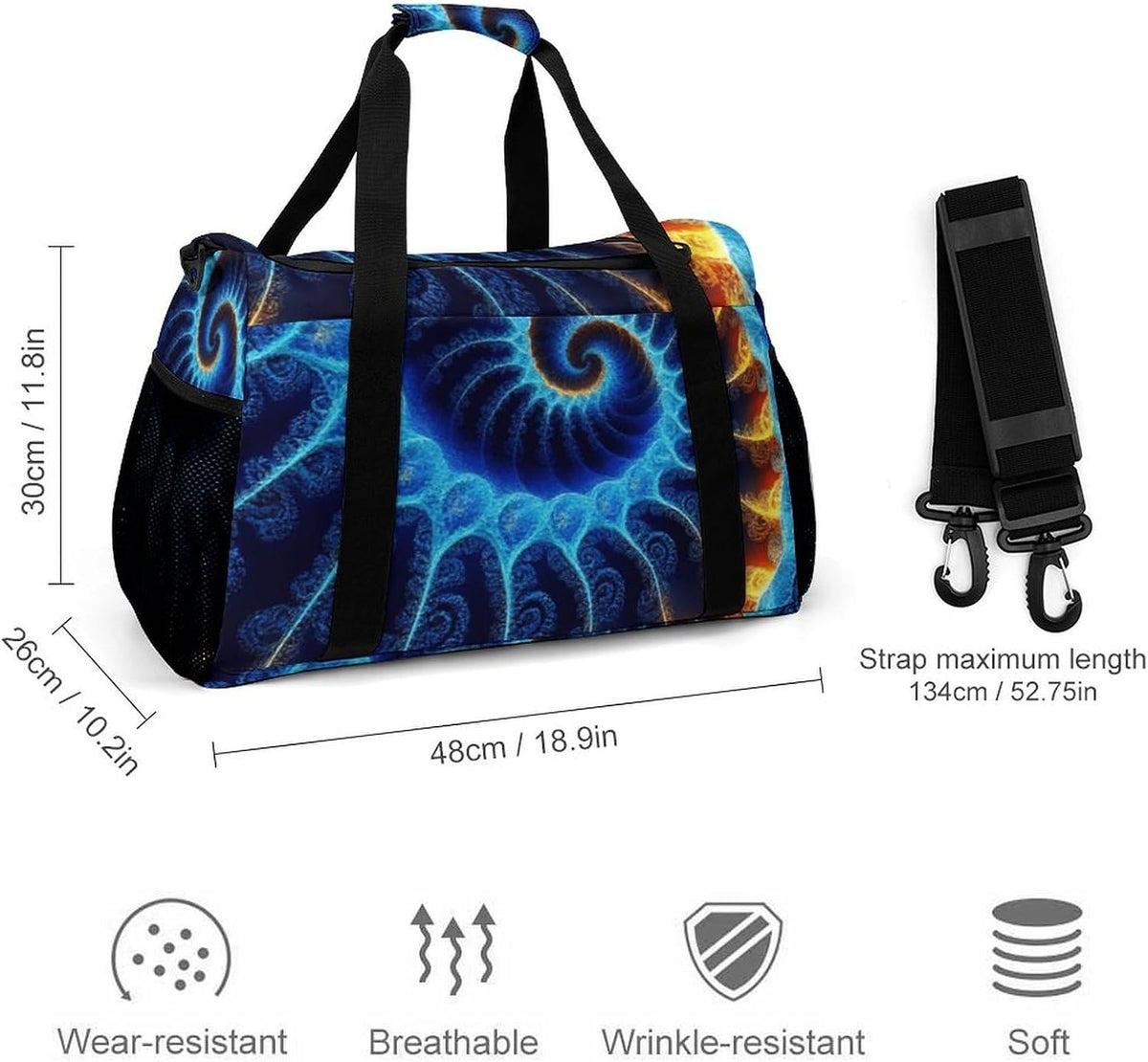 Foldable Lightweight Travel Duffel Bag Carry On Weekender Overnight Tote Bag for Men Women Yoga