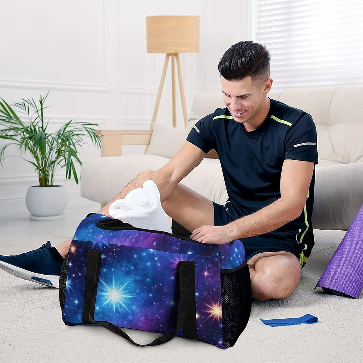 Foldable Lightweight Travel Duffel Bag Carry On Weekender Overnight Tote Bag for Men Women Yoga