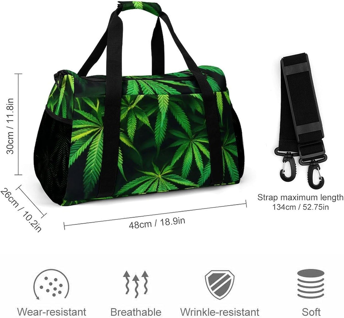 Foldable Lightweight Travel Duffel Bag Carry On Weekender Overnight Tote Bag for Men Women Yoga