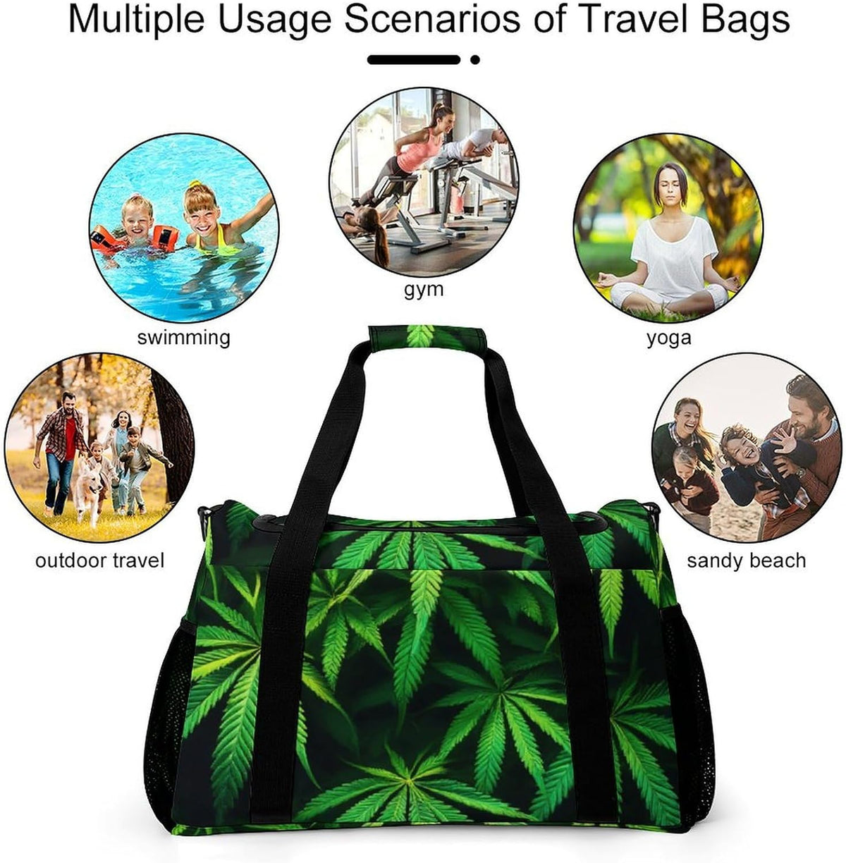 Foldable Lightweight Travel Duffel Bag Carry On Weekender Overnight Tote Bag for Men Women Yoga