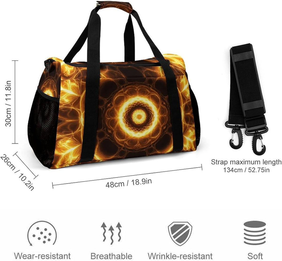 Foldable Lightweight Travel Duffel Bag Carry On Weekender Overnight Tote Bag for Men Women Yoga