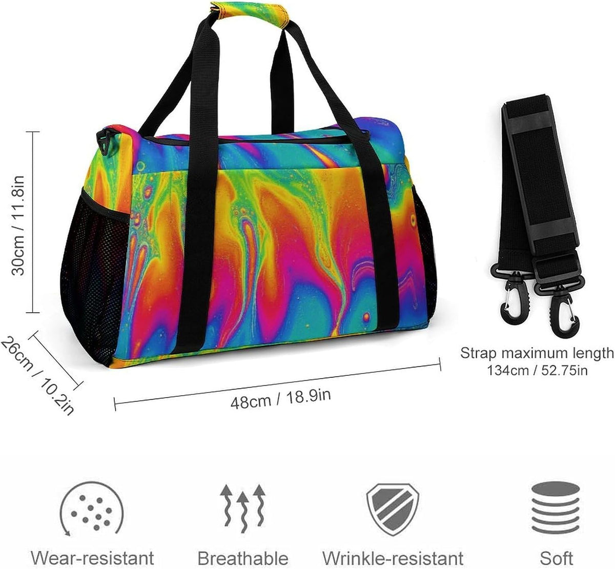 Foldable Lightweight Travel Duffel Bag Carry On Weekender Overnight Tote Bag for Men Women Yoga