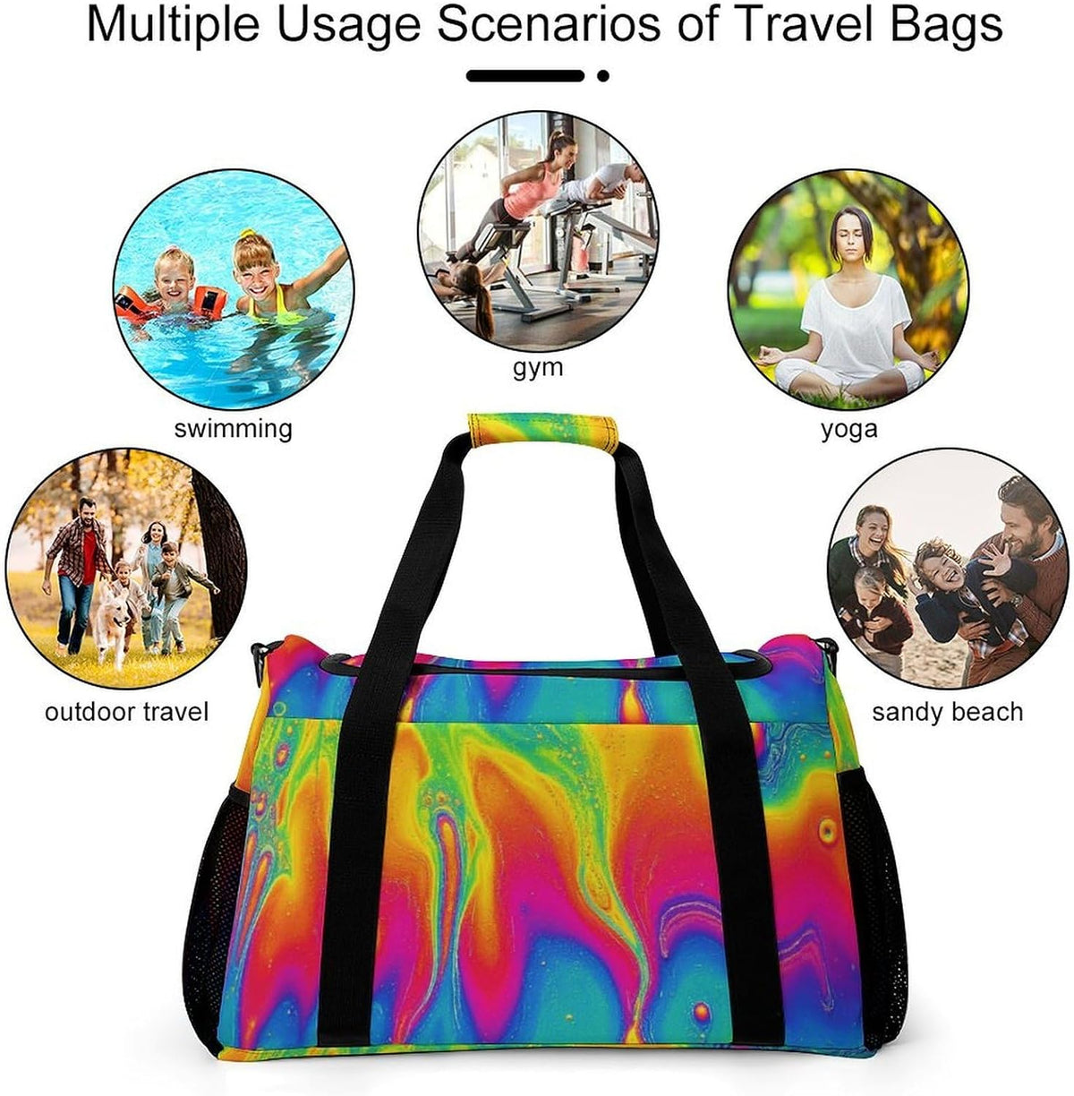 Foldable Lightweight Travel Duffel Bag Carry On Weekender Overnight Tote Bag for Men Women Yoga