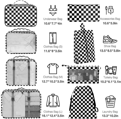 8 Set Packing Cubes for Suitcases, Packing Cube with Shoe, Cosmetics, Clothing, and Accessories Bags Packing Cubes for Travel Luggage Organizer(Leopard)
