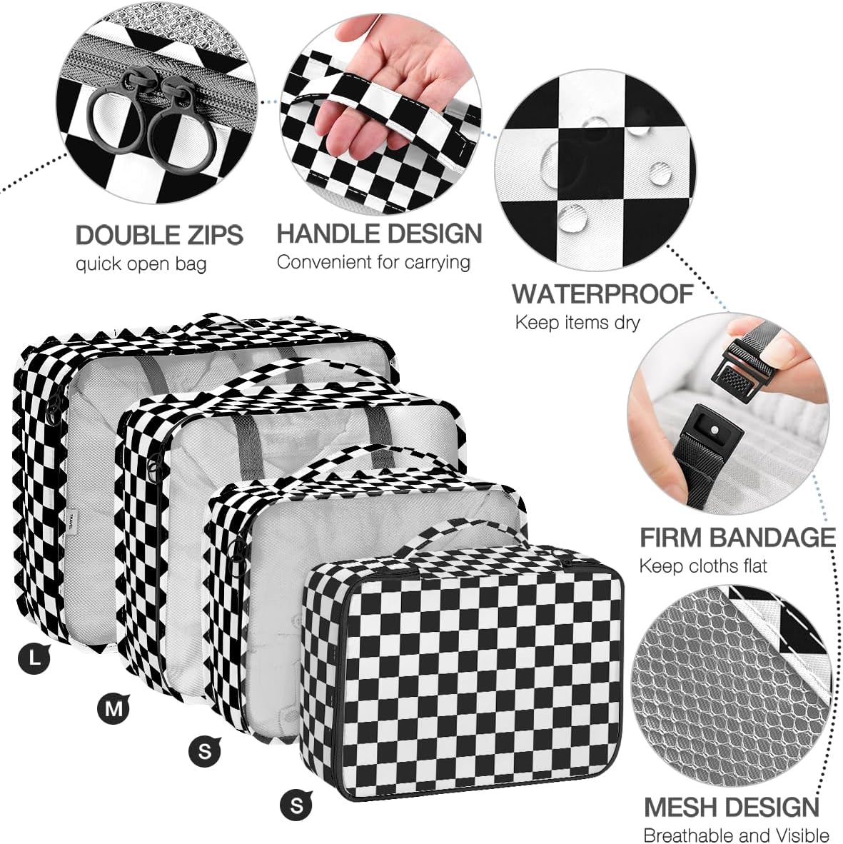 8 Set Packing Cubes for Suitcases, Packing Cube with Shoe, Cosmetics, Clothing, and Accessories Bags Packing Cubes for Travel Luggage Organizer(Leopard)