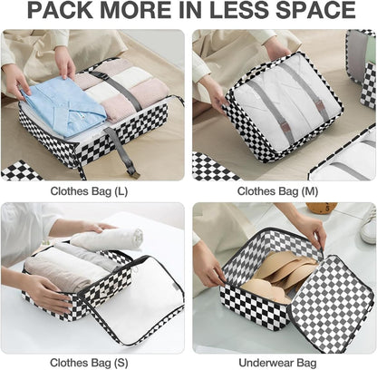 8 Set Packing Cubes for Suitcases, Packing Cube with Shoe, Cosmetics, Clothing, and Accessories Bags Packing Cubes for Travel Luggage Organizer(Leopard)