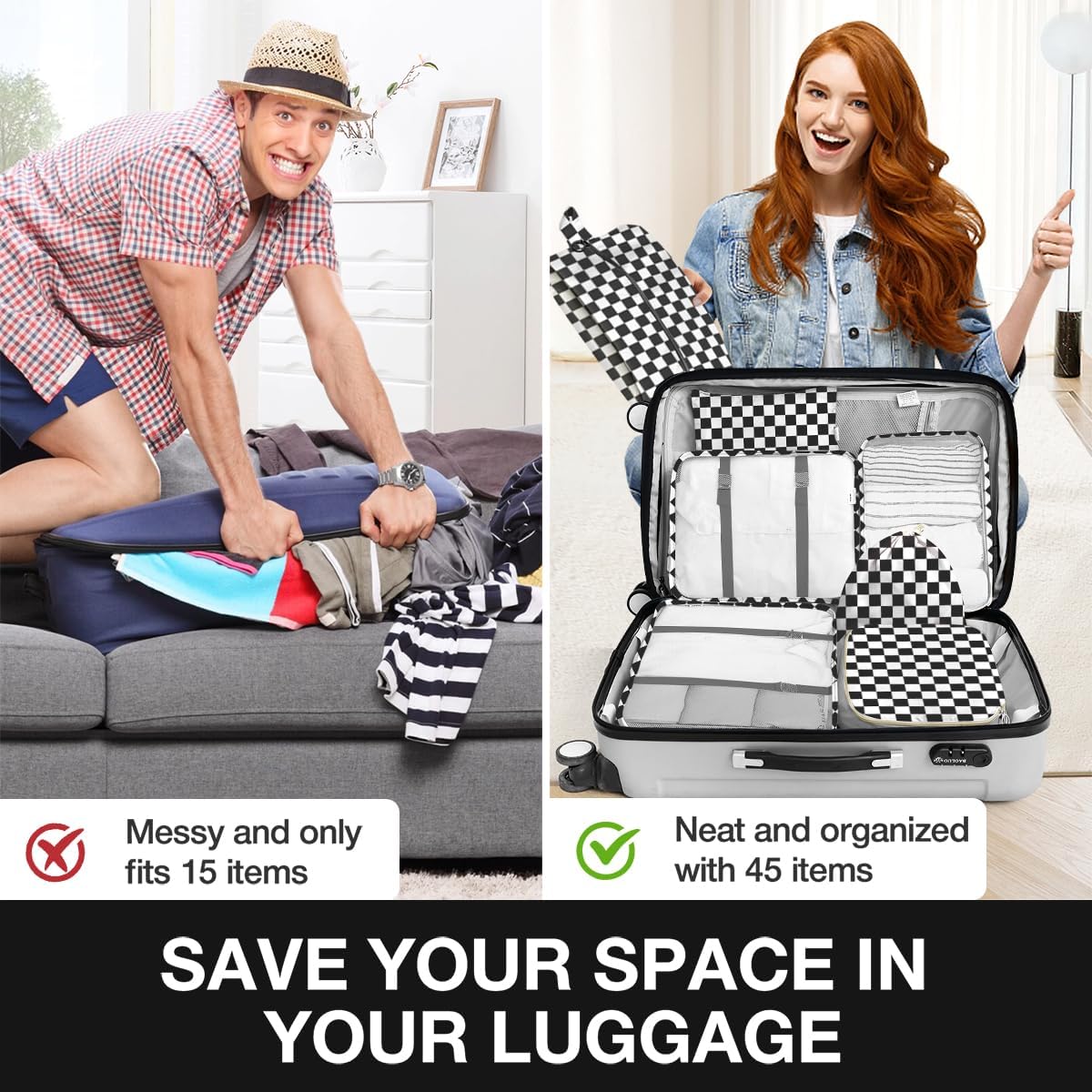 8 Set Packing Cubes for Suitcases, Packing Cube with Shoe, Cosmetics, Clothing, and Accessories Bags Packing Cubes for Travel Luggage Organizer(Leopard)